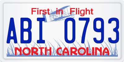 NC license plate ABI0793