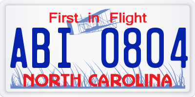 NC license plate ABI0804