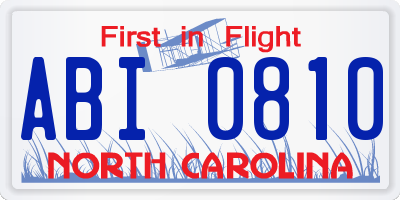 NC license plate ABI0810
