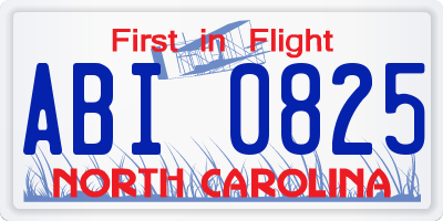 NC license plate ABI0825