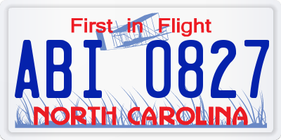 NC license plate ABI0827