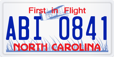 NC license plate ABI0841