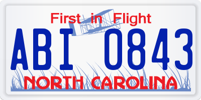 NC license plate ABI0843