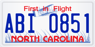 NC license plate ABI0851