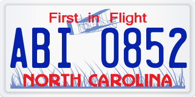 NC license plate ABI0852