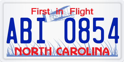NC license plate ABI0854