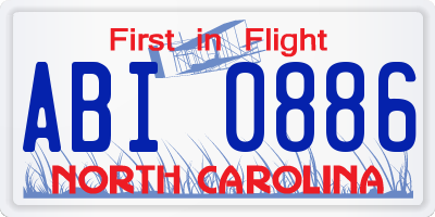 NC license plate ABI0886