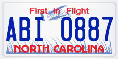 NC license plate ABI0887