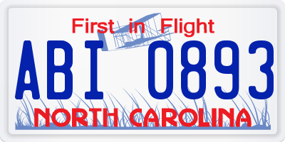 NC license plate ABI0893