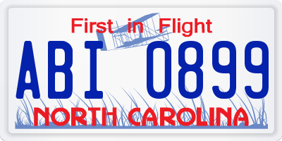 NC license plate ABI0899