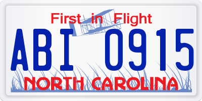 NC license plate ABI0915
