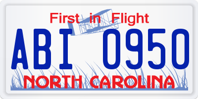 NC license plate ABI0950