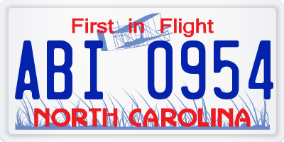 NC license plate ABI0954