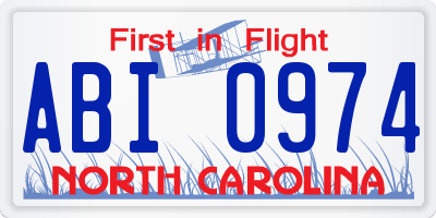 NC license plate ABI0974