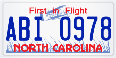 NC license plate ABI0978