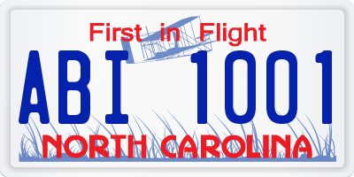 NC license plate ABI1001