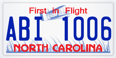 NC license plate ABI1006