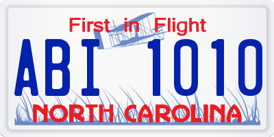 NC license plate ABI1010