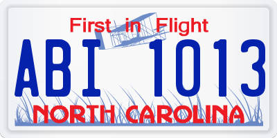 NC license plate ABI1013