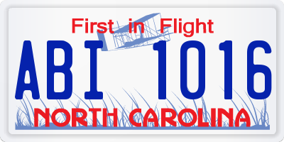 NC license plate ABI1016