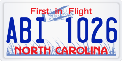 NC license plate ABI1026
