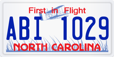 NC license plate ABI1029