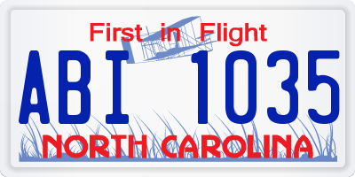 NC license plate ABI1035