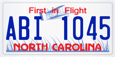 NC license plate ABI1045