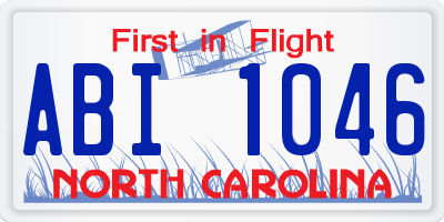 NC license plate ABI1046