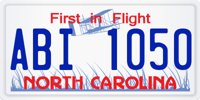 NC license plate ABI1050