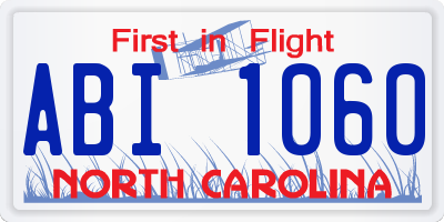 NC license plate ABI1060