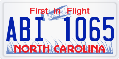 NC license plate ABI1065