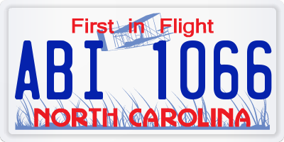 NC license plate ABI1066