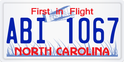 NC license plate ABI1067