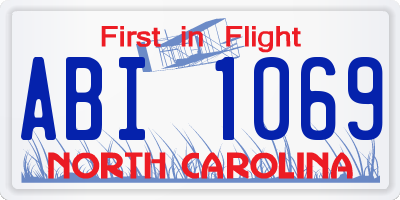 NC license plate ABI1069