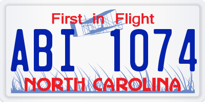 NC license plate ABI1074