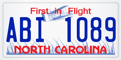 NC license plate ABI1089