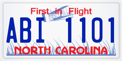 NC license plate ABI1101
