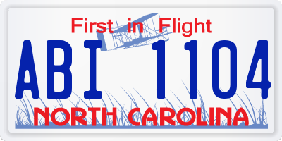 NC license plate ABI1104