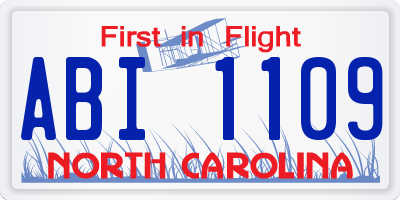 NC license plate ABI1109
