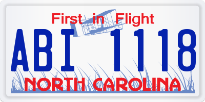 NC license plate ABI1118