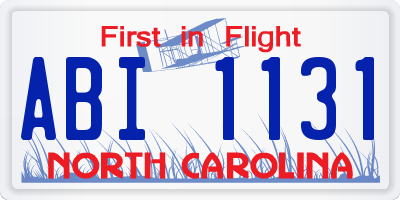 NC license plate ABI1131