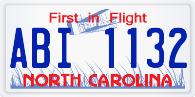 NC license plate ABI1132