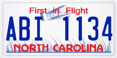 NC license plate ABI1134