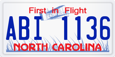 NC license plate ABI1136