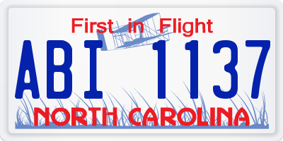 NC license plate ABI1137