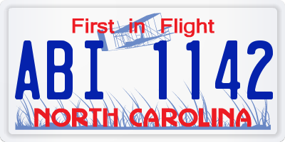NC license plate ABI1142