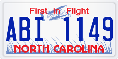 NC license plate ABI1149