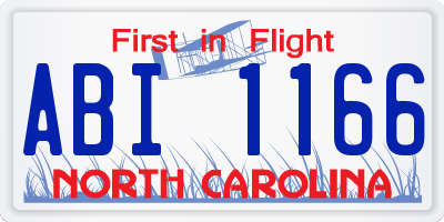 NC license plate ABI1166