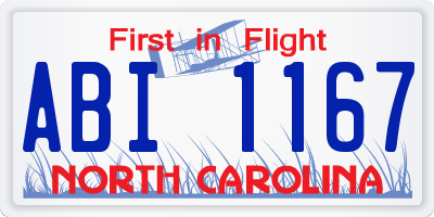 NC license plate ABI1167